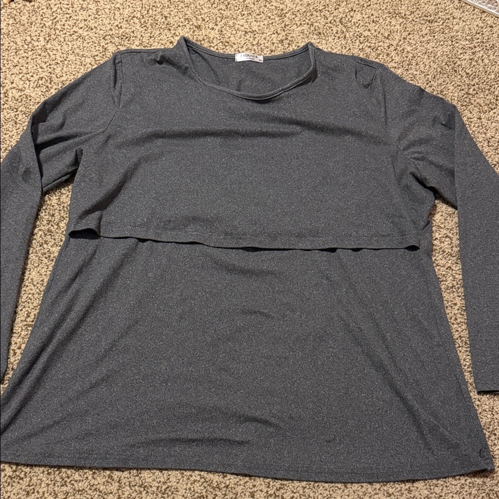 Women's Nursing Gray Long Sleeve Top
